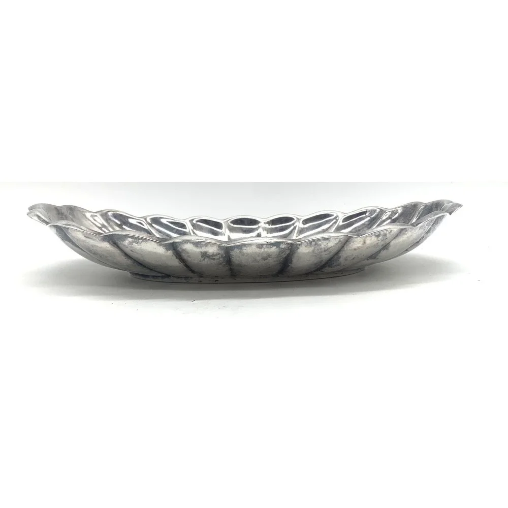 Reed & Barton Holiday 111 Silverplate Bread Tray Scalloped Oval Vintage Dish